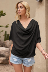 Cowl Neck Batwing Sleeve Top - Shah S. Sahota